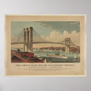 Póster Gran puente colgante de East River - Nueva York