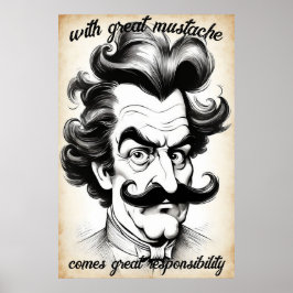 Póster Gran Responsabilidad Del Mustache Cita Y Diciendo