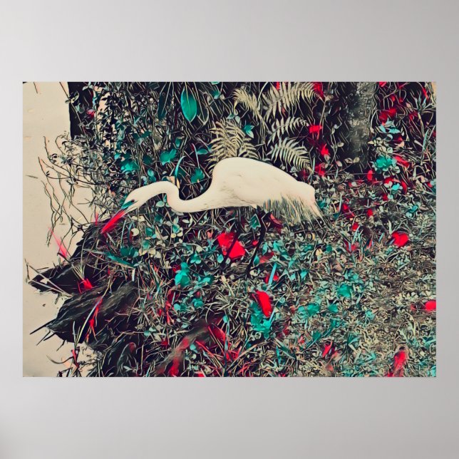 Póster Gran Rojo Egret (Frente)