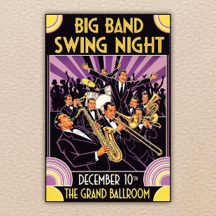 Póster Gran Salón de Baile Gran Banda Swing Night Vintage