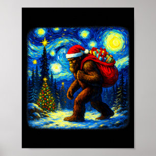 Póster Gran Santa Navidad Estrella Noche Sasquatch Furgon