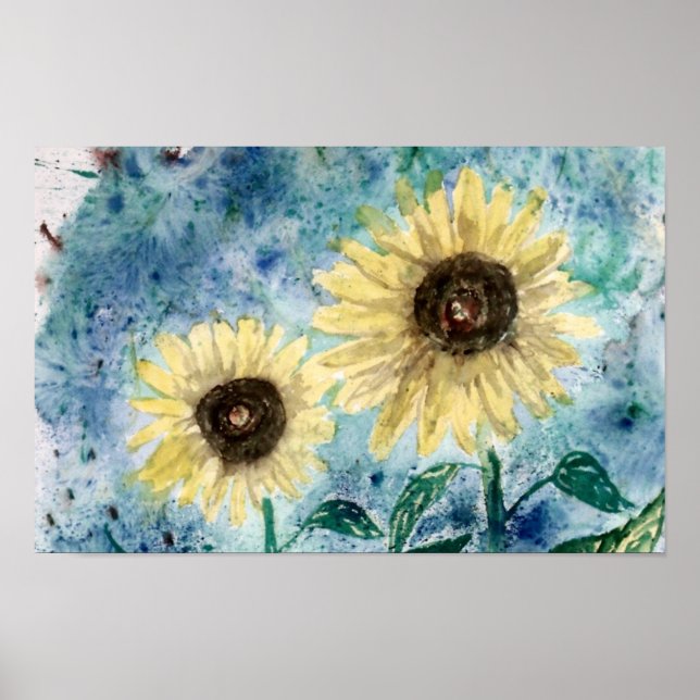 Póster Gran sol, poster de pintura de girasol impreso (Frente)