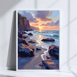 Póster Gran Sur, pintura artística de la costa de Califor