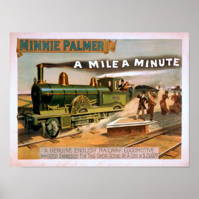 Póster Gran Teatro de Tren Locomotor "A Mile a Minute" (Frente)