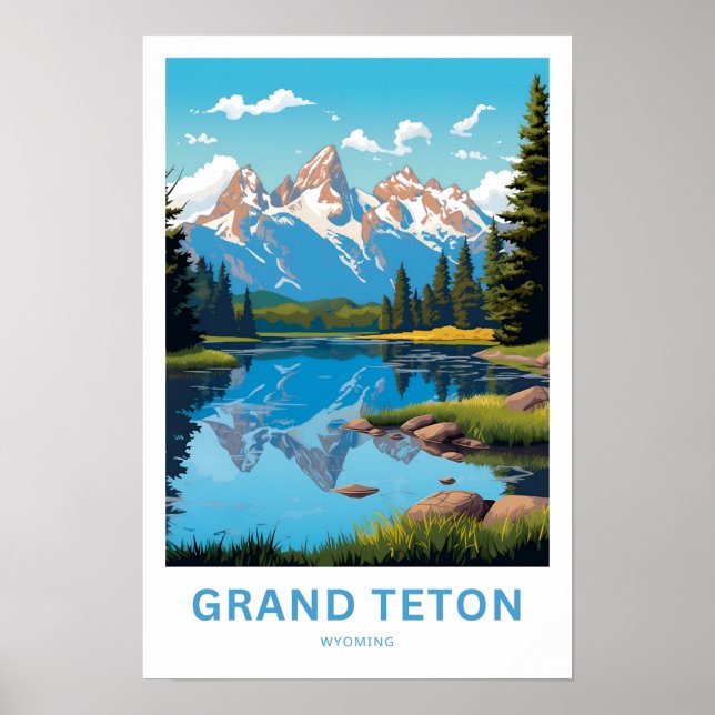 Póster Gran Teton Wyoming Viaje Imprimir (Frente)