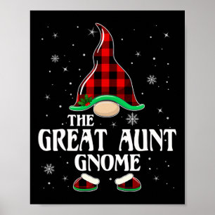 Póster Gran tía Gnome Buffalo Plaid Family Group Christ