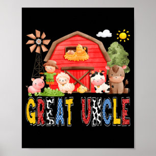 Póster Gran Tío Granja Vaca Cumpleaños Niño Combinación