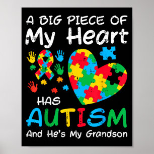 Póster Gran trozo corazón tiene nieto autismo conciencia
