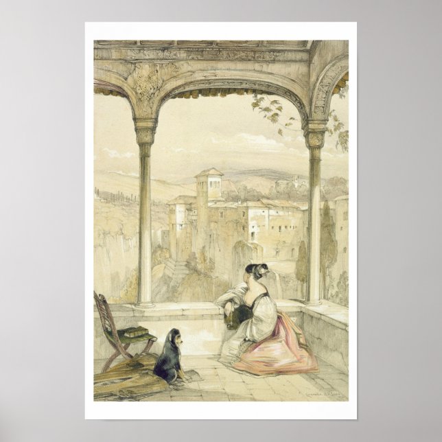 Póster Granada (Alhambra), plato 9 de los "Esbozos de Esp (Frente)