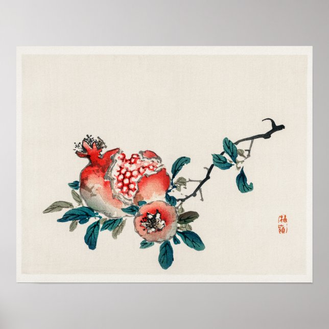 Póster Granada de Kōno Bairei (1844-1895) (Frente)