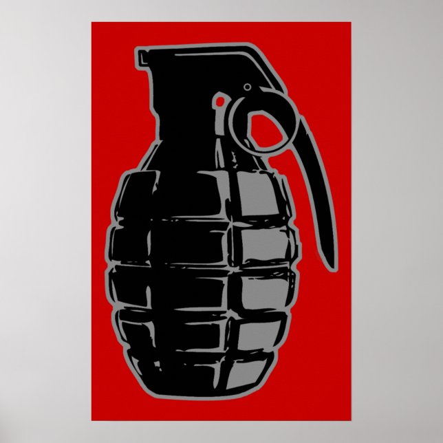 Póster Granada de mano - gris (Frente)