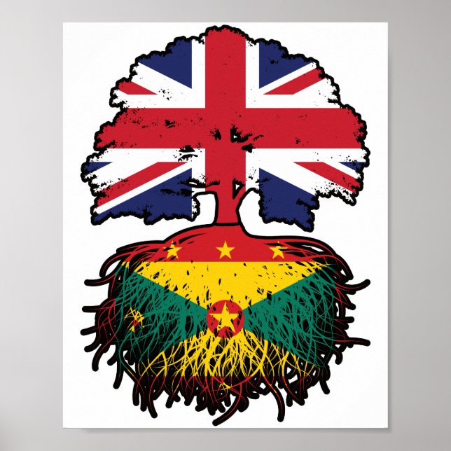 Póster Granada Granada Granada Gran Bretaña bandera de ra (Frente)
