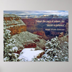Póster Grand Canyon in Winter with Emerson Quote