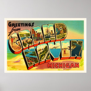 Póster Grand Haven Michigan MI Viaje de Vintage Souvenir
