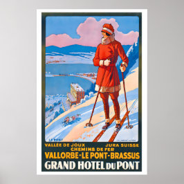 Póster Grand Hotel du Pont Switzerland Vintage Ski Poster