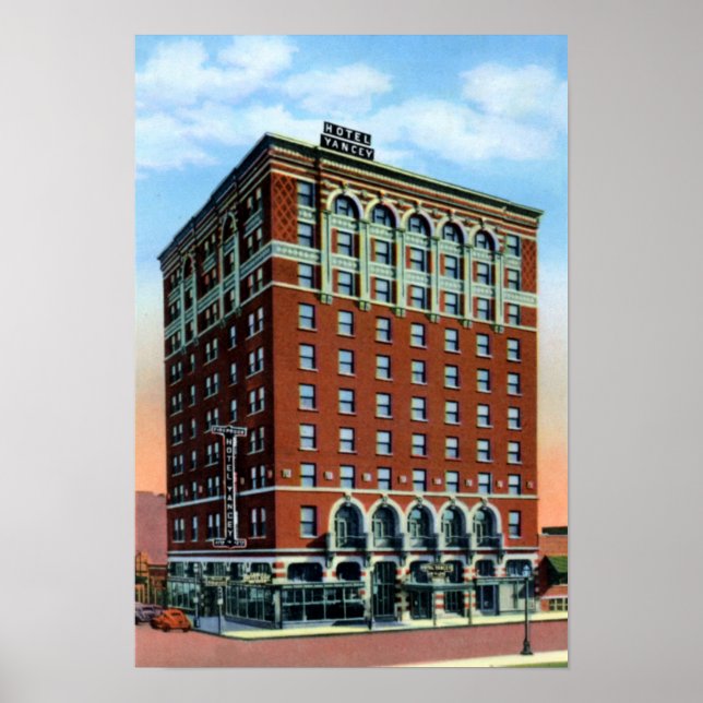 Póster Grand Island Nebraska Hotel Yancy (Frente)