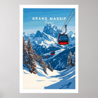 Póster Grand Massif Ski Print 1