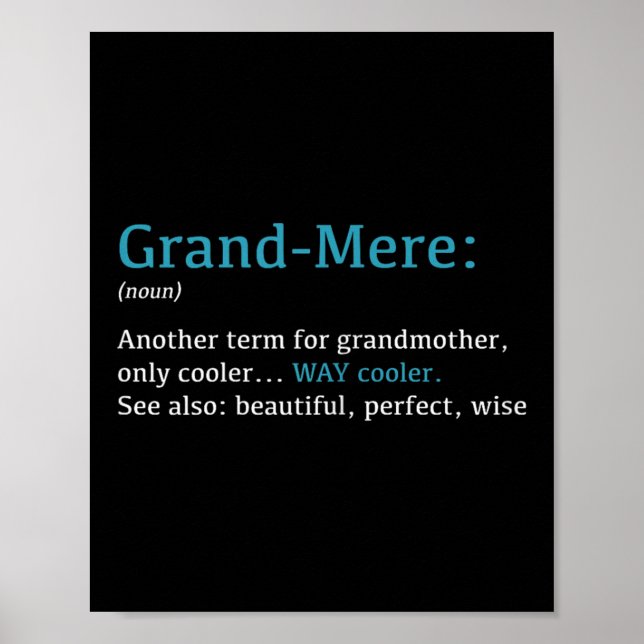 Póster Grand-mere_ Funny Definition Noun - Another Term  (Frente)