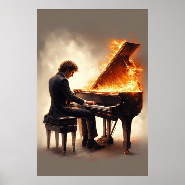 Póster Grand Piano Fiery Performance (Frente)