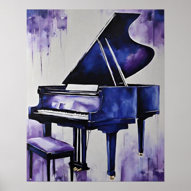 PÓSTER GRAND PIANO MUSICAL PURPLE AZUL ART (Frente)