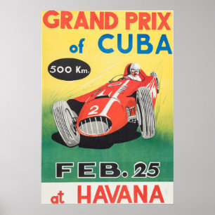 Póster Grand Prix 1958 del poster de Cuba