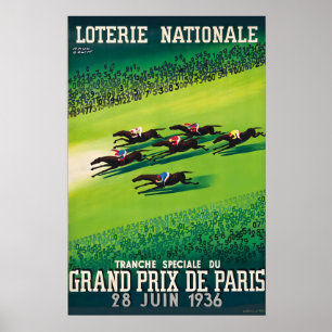 Póster Grand Prix de París 28 junio 1936 Loterie National
