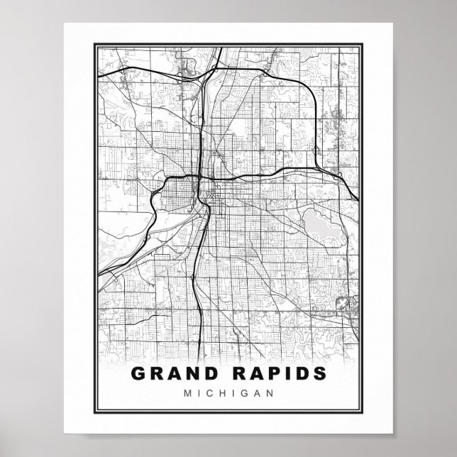 Póster Grand Rapids Map (Frente)
