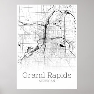 Póster Grand Rapids Map - Michigan - City Map Poster