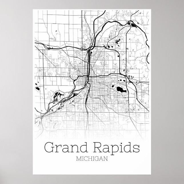 Póster Grand Rapids Map - Michigan - City Map Poster (Frente)