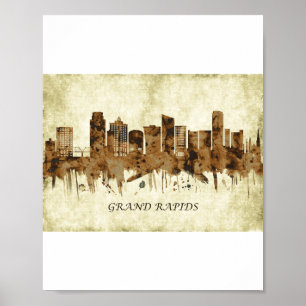 Póster Grand Rapids Michigan Cityscape