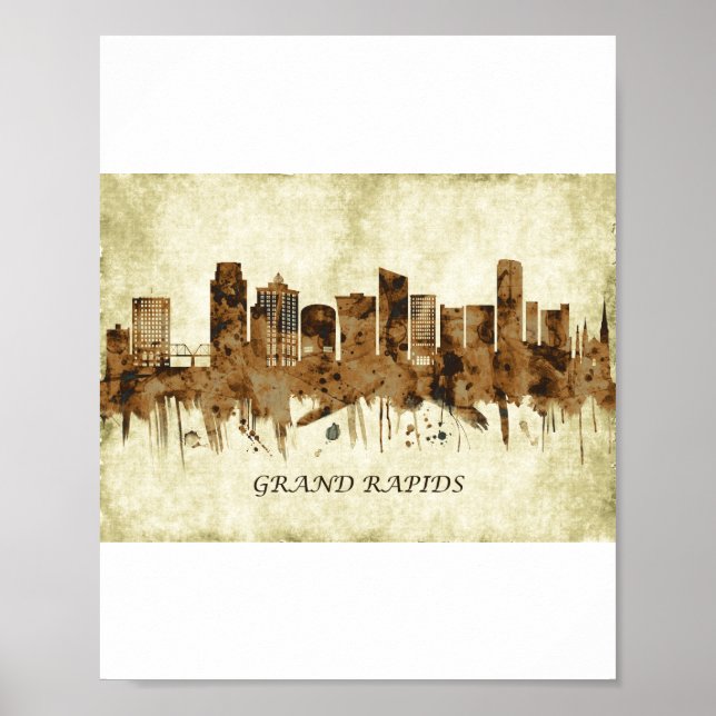 Póster Grand Rapids Michigan Cityscape (Frente)