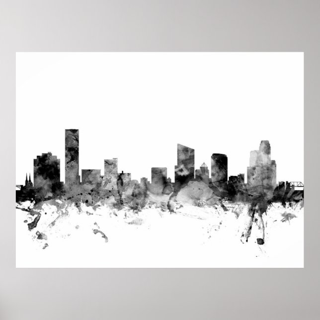 Póster Grand Rapids Michigan Skyline (Frente)