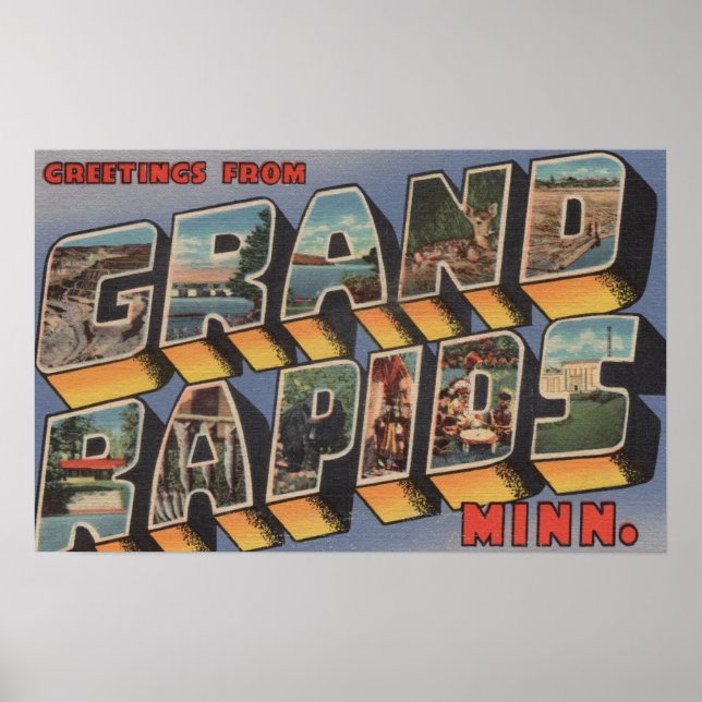 Póster Grand Rapids, Minnesota - Escenas de letras grande (Frente)