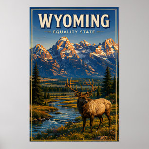 Póster Grand Teton Montaña Silvestre Wyoming