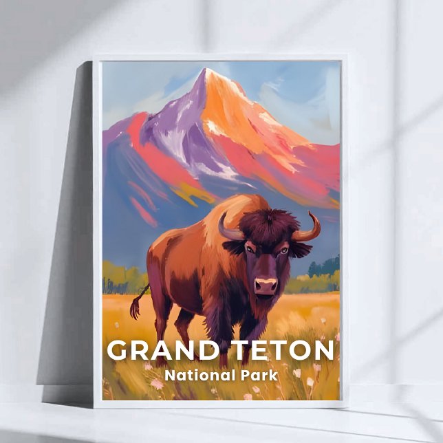 Póster Grand Teton National Park | Bison Travel Art (Subido por el creador)