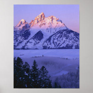 Póster GRAND TETON NATIONAL PARK, WYOMING. EE. UU. Niebla