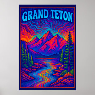 Póster Grand Teton Psicodélico