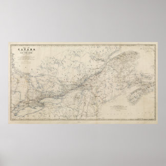 Póster Grand Trunk Railway Map circa 1860