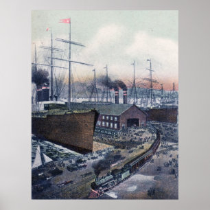 Póster Grand Trunk Ry Portland, Maine Steamship Wharf