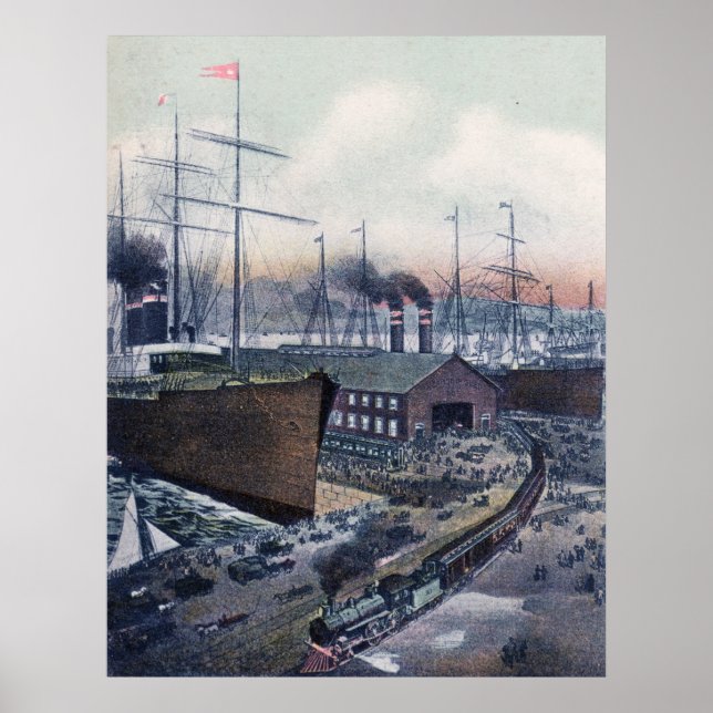 Póster Grand Trunk Ry Portland, Maine Steamship Wharf (Frente)