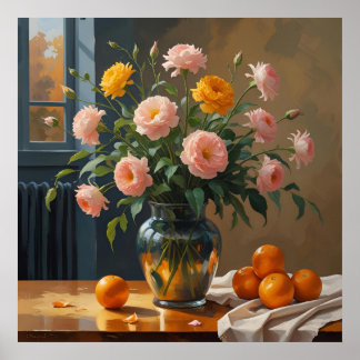 Póster grande de frutas y flora, arte maximalista