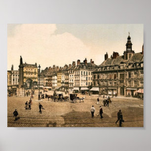Póster Grande lugar del La, vintage Photochrom de Lille,