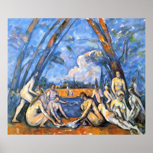 Póster Grandes bañistas 2 por Paul Cezanne (Frente)
