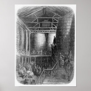 Póster Grandes barriles en una fábrica de cerveza