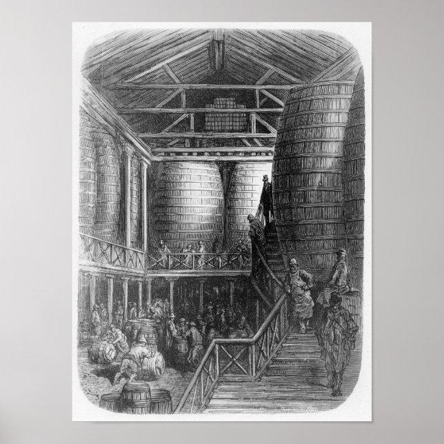 Póster Grandes barriles en una fábrica de cerveza (Frente)