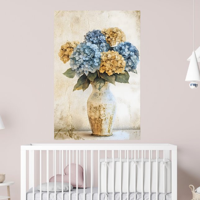 Póster Grandes flores de hortensias azules (Guardería 2)
