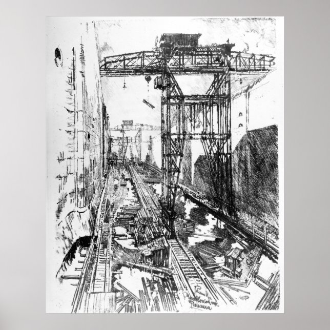 Póster Grandes grullas en la esclusa de Miraflores - Jose (Frente)