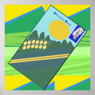 Póster Grandes Huevos Divertidos Cruzando la Carretera