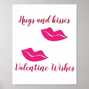 Póster grandes labios abrazan besos deseos de San Valentí