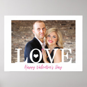 Póster Grandes letras de amor modernas   Su guión rosado 